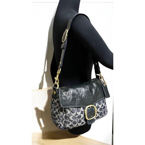 Y2K Coach 12572 Signature Denim Bleecker Flap Bag & Matching Large Wallet - Picture 10 of 16